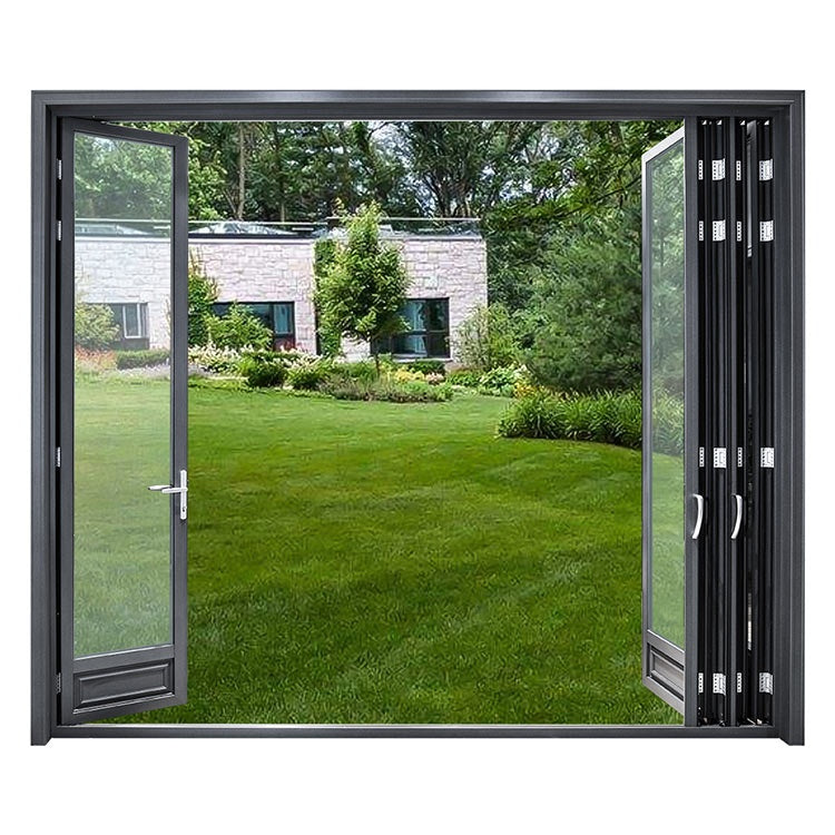 Warren Exterior Balcony Aluminum Frame Glass Folding Door Customized Bifold patio Sliding Bi folding Door
