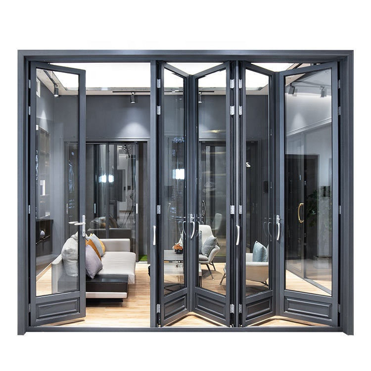 Warren Exterior Balcony Aluminum Frame Glass Folding Door Customized Bifold patio Sliding Bi folding Door