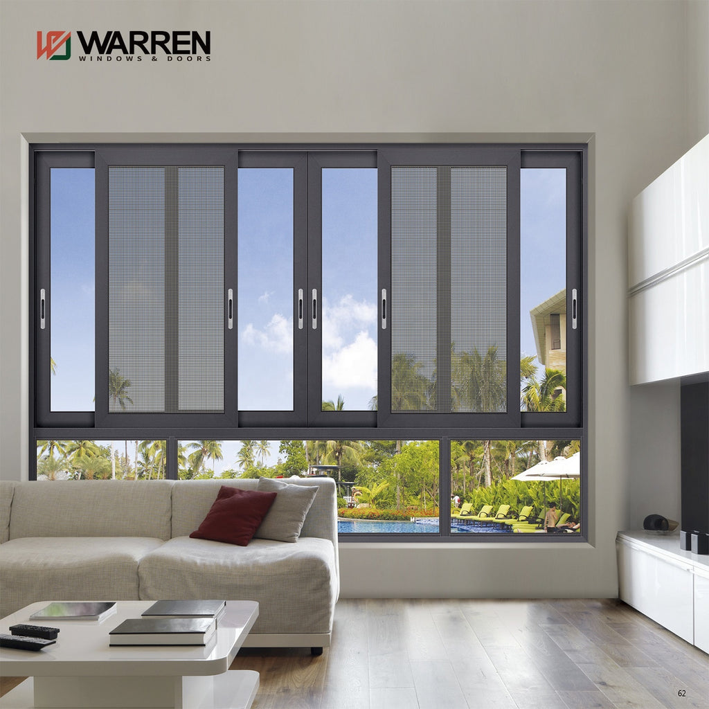 Warren American Style Modern Aluminum Alloy windows Office Interior Aluminum Tempered Glass Sliding Window