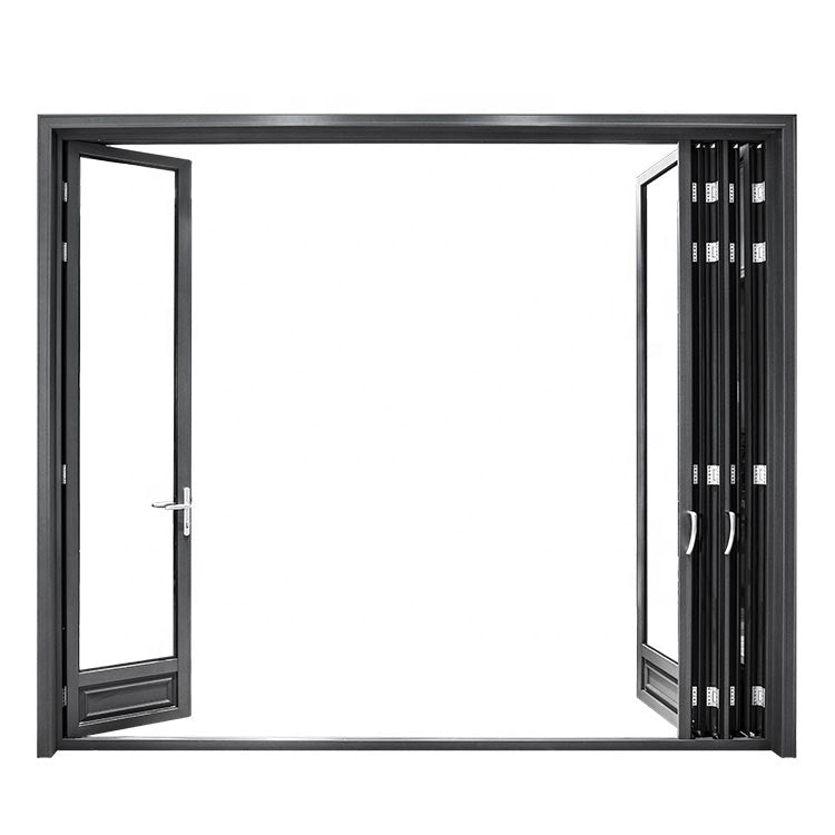 Warren Exterior Balcony Aluminum Frame Glass Folding Door Customized Bifold patio Sliding Bi folding Door