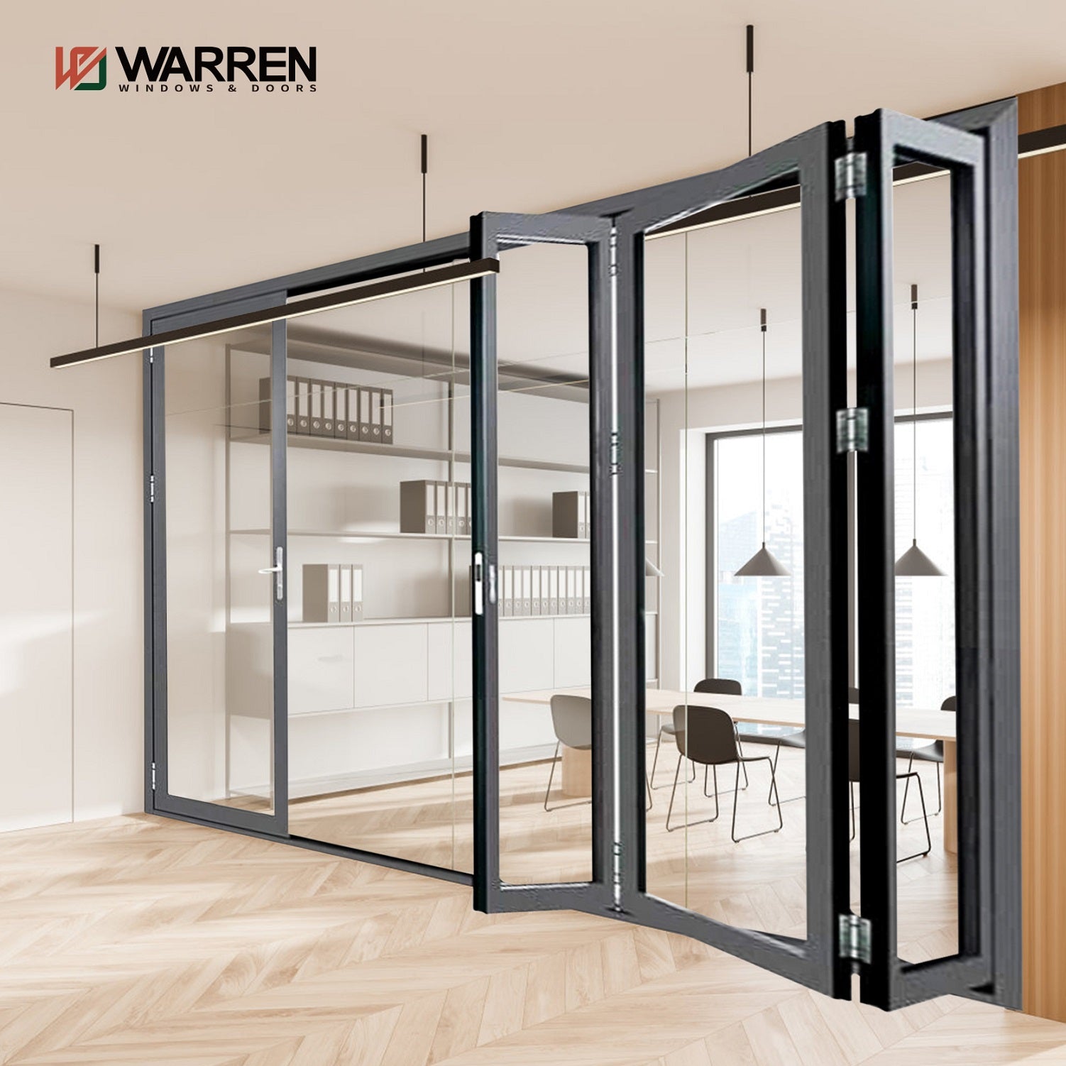 Warren aluminum folding door low-e tempered glaze living room window for sale