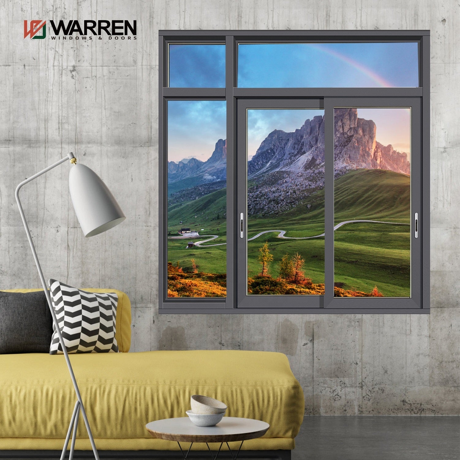 Warren aluminum profile sliding door 96x80 glass door double glass door factory price