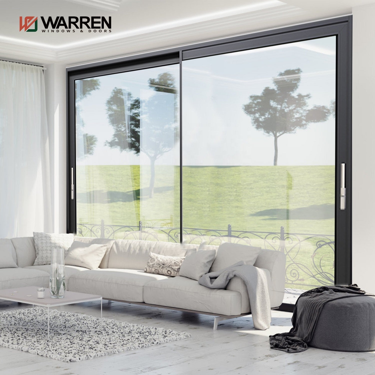 Warren aluminum Glass Sliding Door Wall System with Door Handle for sale