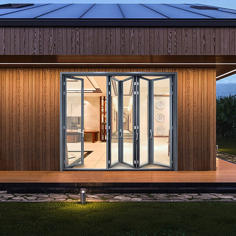 Warren Exterior Balcony Aluminum Frame Glass Folding Door Customized Bifold patio Sliding Bi folding Door